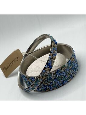 Silver Blue Beaded Bangle Set Erica Lyons